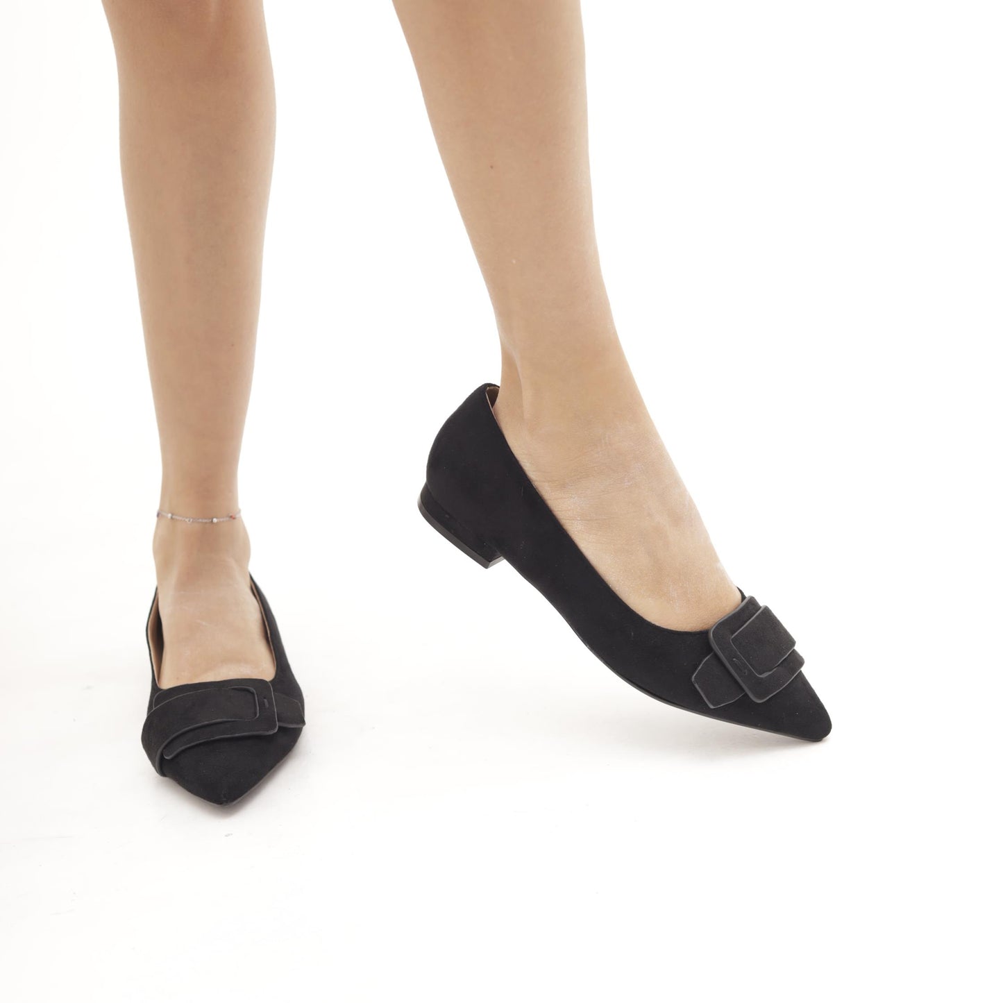 DECOLLETE FLAT MAXI FIBBIA NERO 