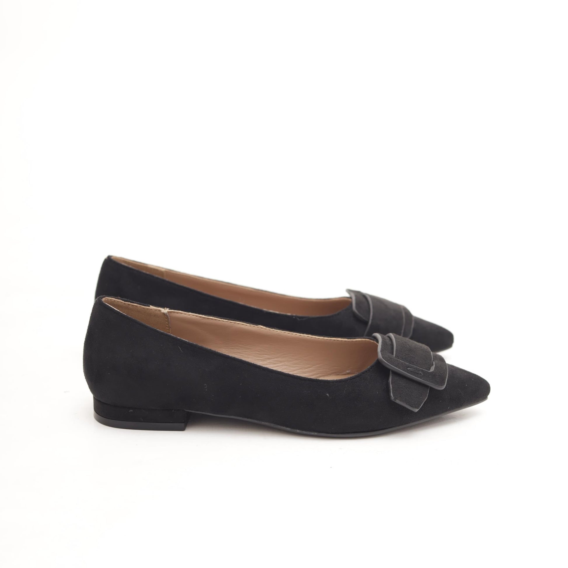 DECOLLETE FLAT MAXI FIBBIA NERO 