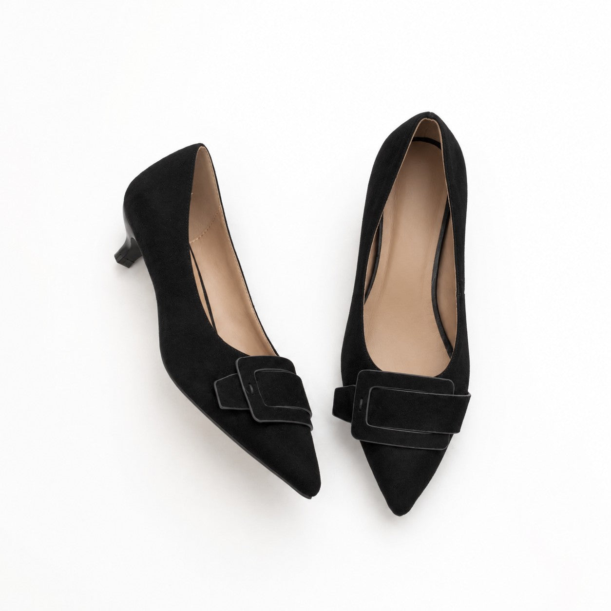 DECOLLETE BASSA MAXI FIBBIA NERO 