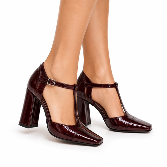 DECOLLETE T-BAR VERNICE BORDEAUX 