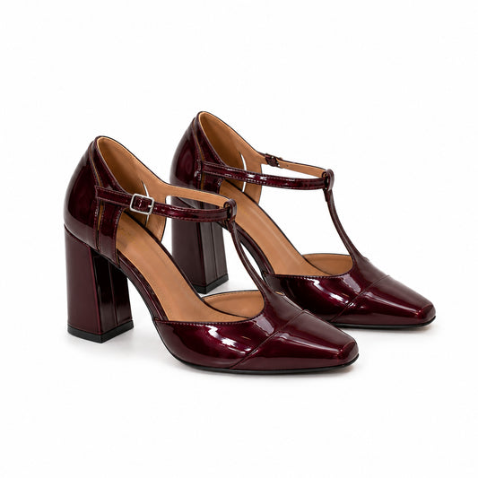 DECOLLETE T-BAR VERNICE BORDEAUX 