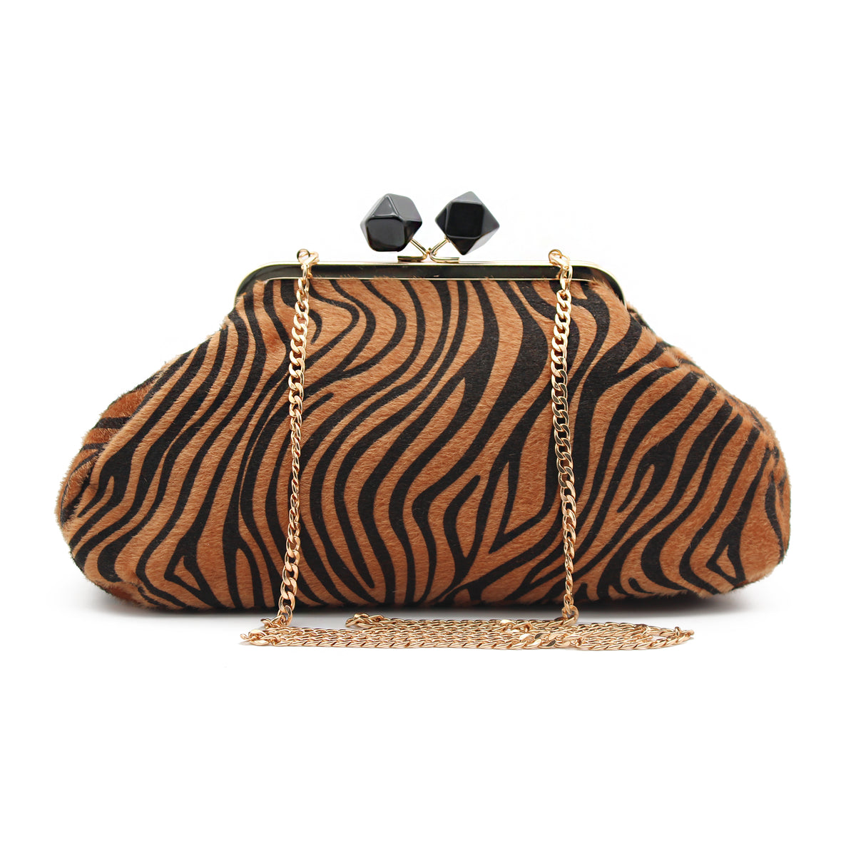 BORSA PASTICCINO ZEBRATA MARRONE 