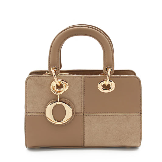 BORSA SCACCHI ECOPELLE E SUEDE CACHI 