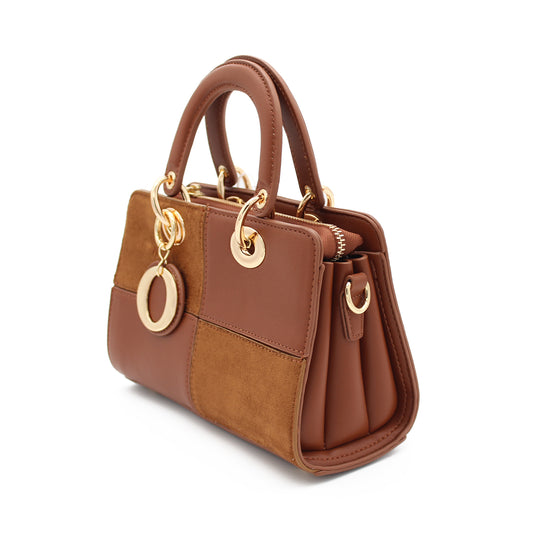 BORSA SCACCHI ECOPELLE E SUEDE MARRONE 
