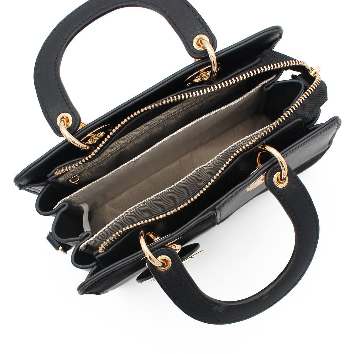 BORSA SCACCHI ECOPELLE E SUEDE NERA 