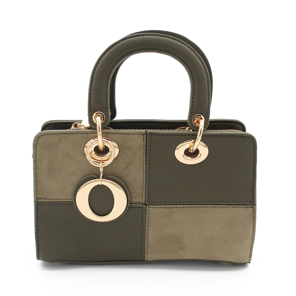 BORSA SCACCHI ECOPELLE E SUEDE VERDE 