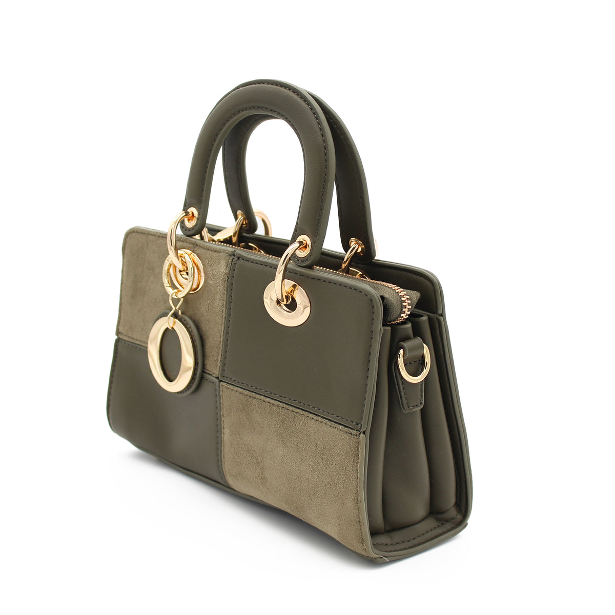 BORSA SCACCHI ECOPELLE E SUEDE VERDE 
