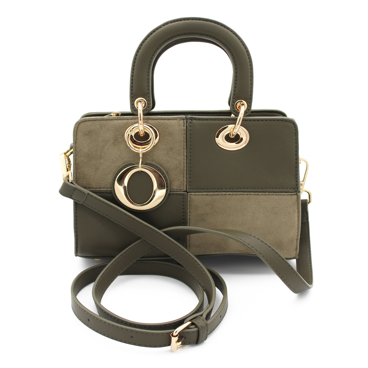 BORSA SCACCHI ECOPELLE E SUEDE VERDE 