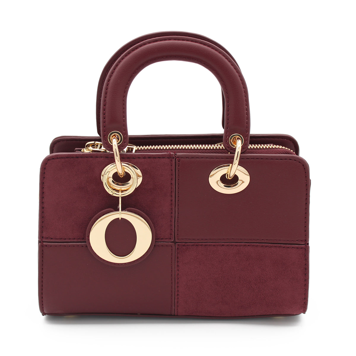 BORSA SCACCHI IN ECOPELLE E SUEDE BORDEAUX 