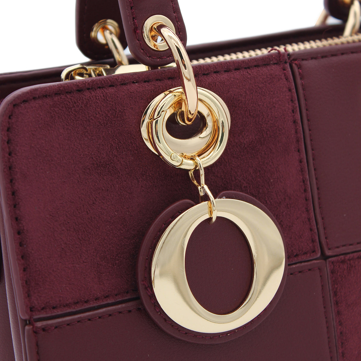 BORSA SCACCHI IN ECOPELLE E SUEDE BORDEAUX 