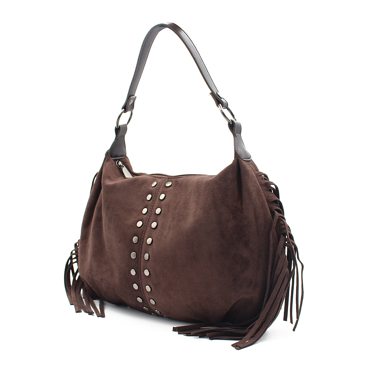 BORSA CAMOSCIO FRANGE E BORCHIE CAFFE' 