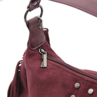 BORSA CAMOSCIO BORDEAUX BORCHIE E FRANGE 