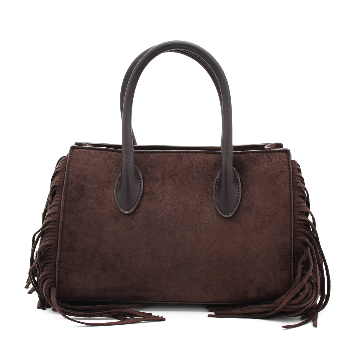 BORSA RIGIDA CON FRANGE CAFFE' 