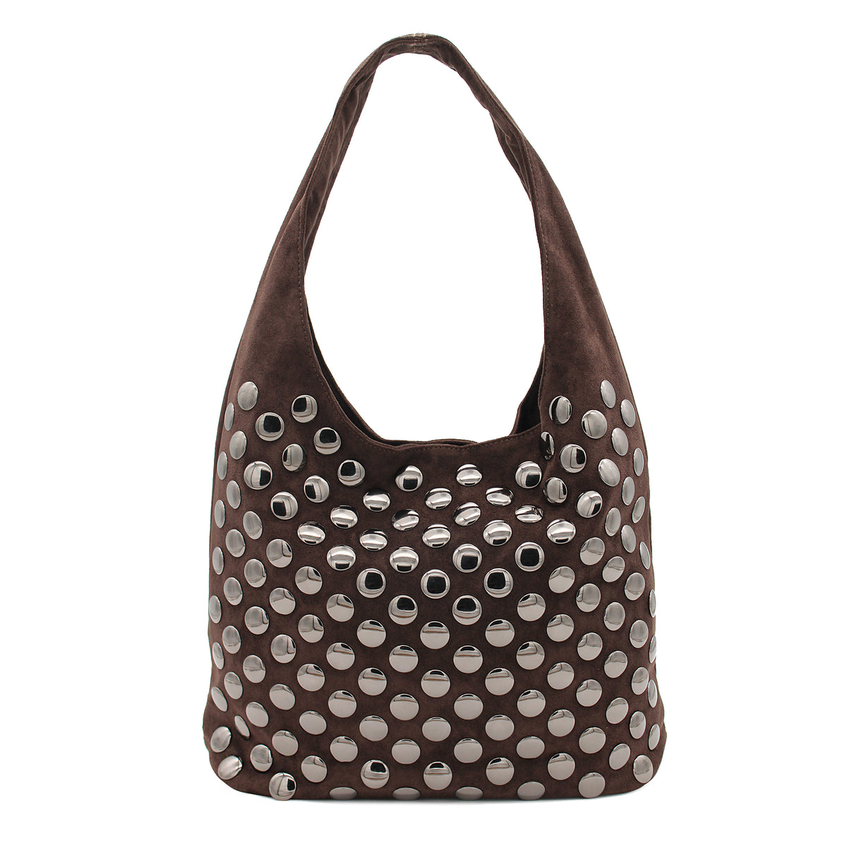BORSA CAMOSCIO CAFFE' CON BORCHIE 