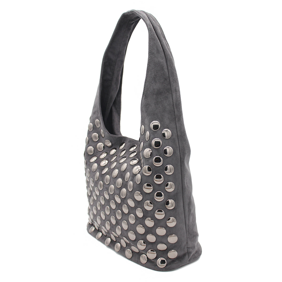 BORSA CAMOSCIO GRIGIO CON BORCHIE 
