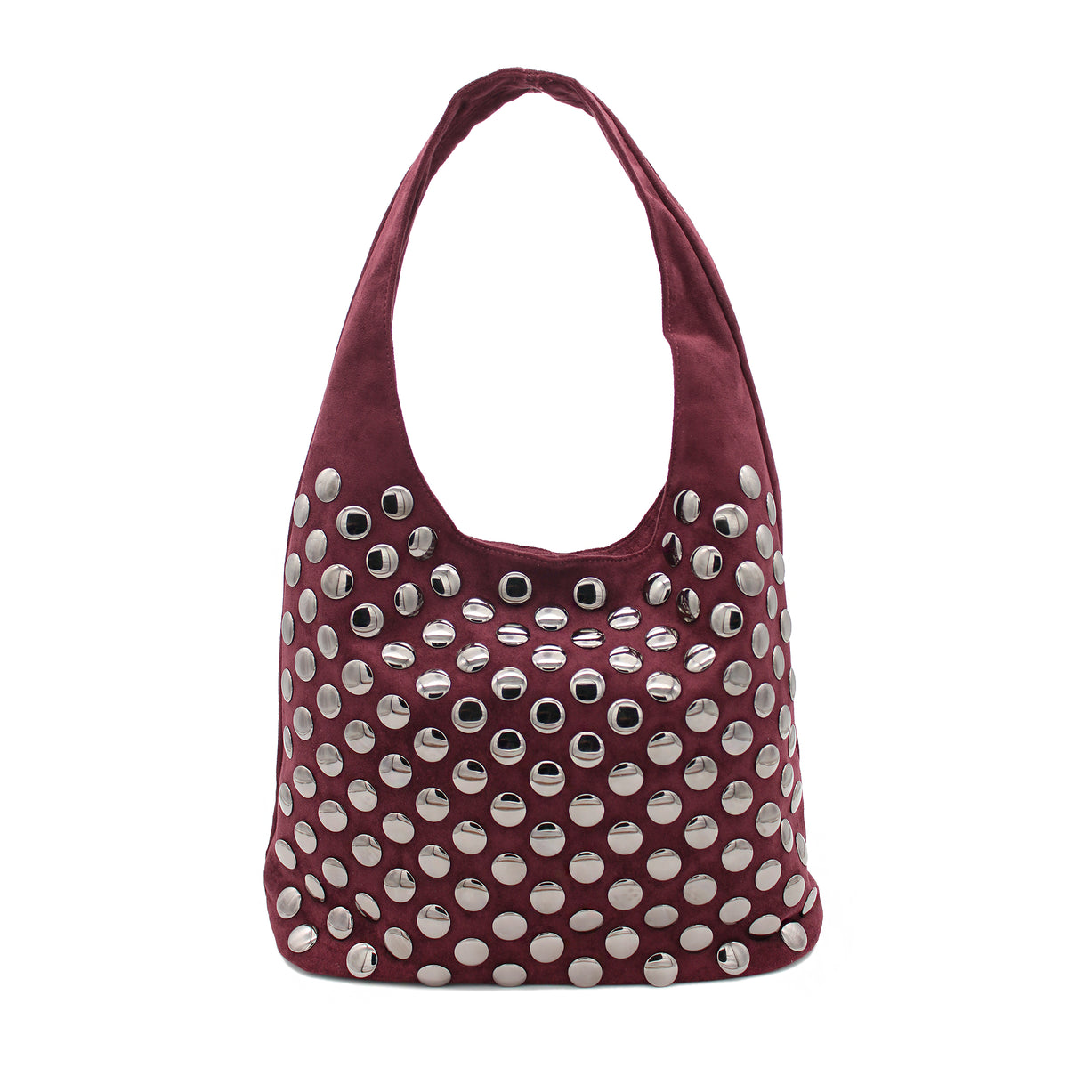 BORSA CAMOSCIO BORDEAUX CON BORCHIE 