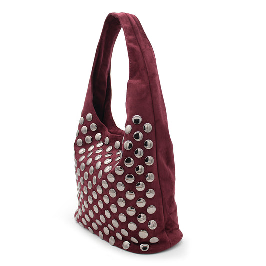 BORSA CAMOSCIO BORDEAUX CON BORCHIE 
