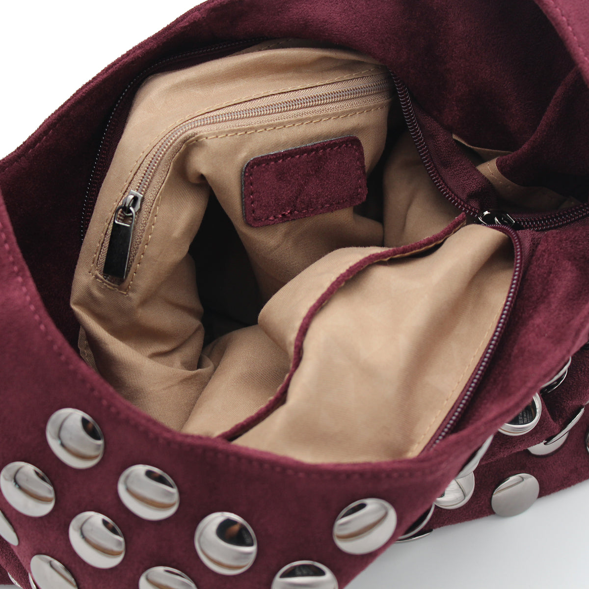 BORSA CAMOSCIO BORDEAUX CON BORCHIE 