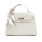 BORSA RIGIDA ECOPELLE BEIGE CON FOULARD 