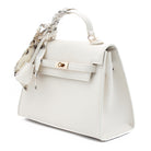 BORSA RIGIDA ECOPELLE BEIGE CON FOULARD 