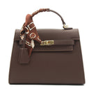 BORSA RIGIDA ECOPELLE CAFFE' CON FOULARD 