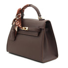 BORSA RIGIDA ECOPELLE CAFFE' CON FOULARD 