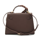BORSA RIGIDA ECOPELLE CAFFE' CON FOULARD 