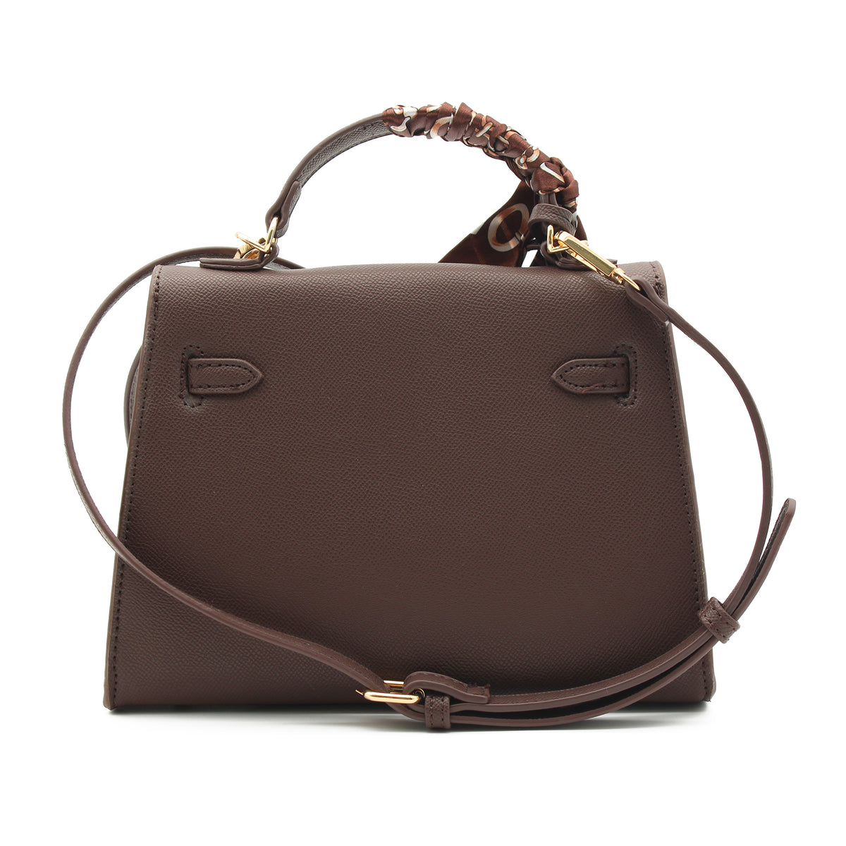 BORSA RIGIDA ECOPELLE CAFFE' CON FOULARD 