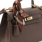 BORSA RIGIDA ECOPELLE CAFFE' CON FOULARD 