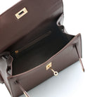BORSA RIGIDA ECOPELLE CAFFE' CON FOULARD 