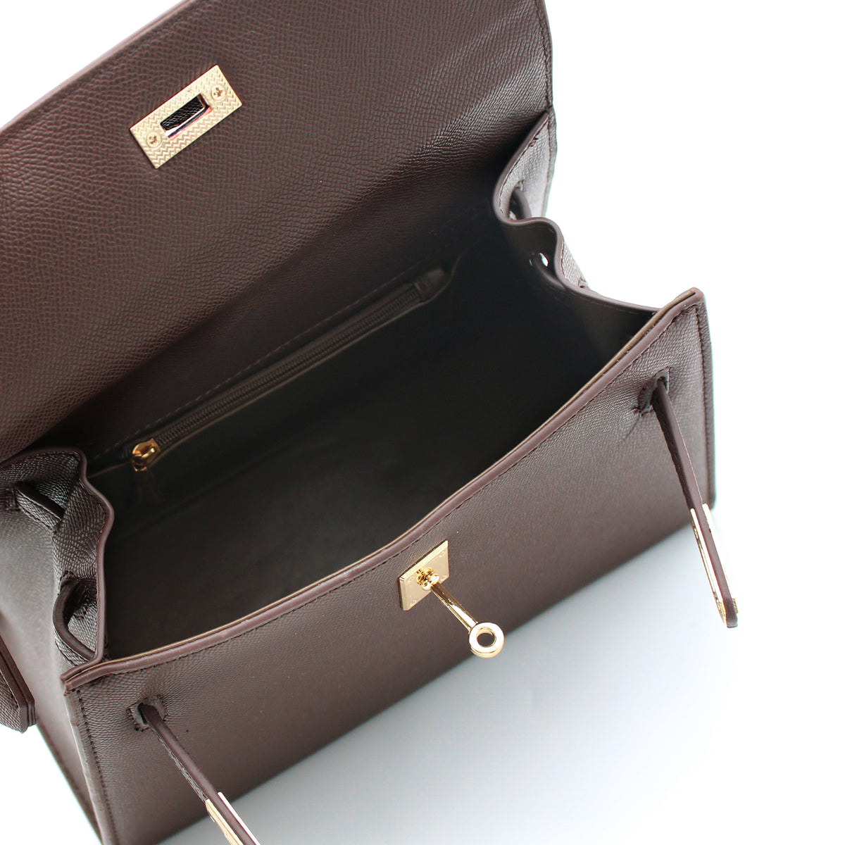 BORSA RIGIDA ECOPELLE CAFFE' CON FOULARD 