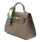 BORSA RIGIDA ECOPELLE TORTORA CON FOULARD 
