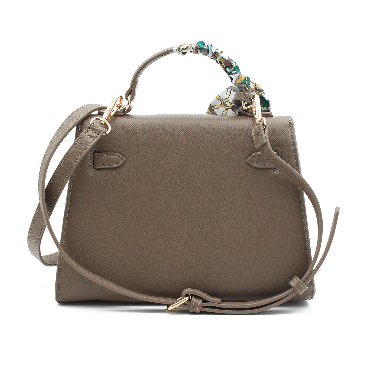 BORSA RIGIDA ECOPELLE TORTORA CON FOULARD 