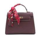 BORSA RIGIDA ECOPELLE BORDEAUX CON FOULARD 