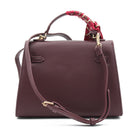 BORSA RIGIDA ECOPELLE BORDEAUX CON FOULARD 