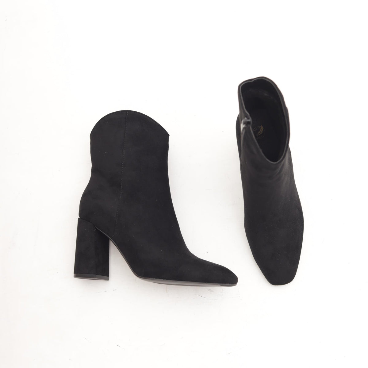 STIVALETTO CAMOSCIO TACCO LARGO NERO 