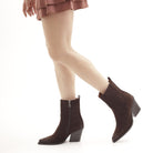 STIVALETTO TEXANO CAMOSCIO MARRONE 