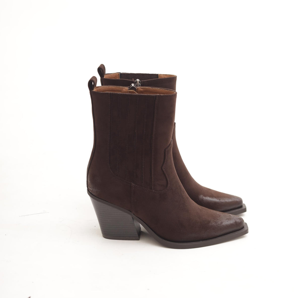 STIVALETTO TEXANO CAMOSCIO MARRONE 