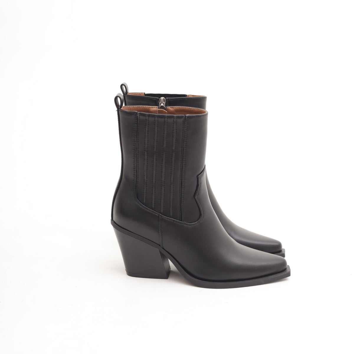 STIVALETTO TEXANO IN ECOPELLE NERA 