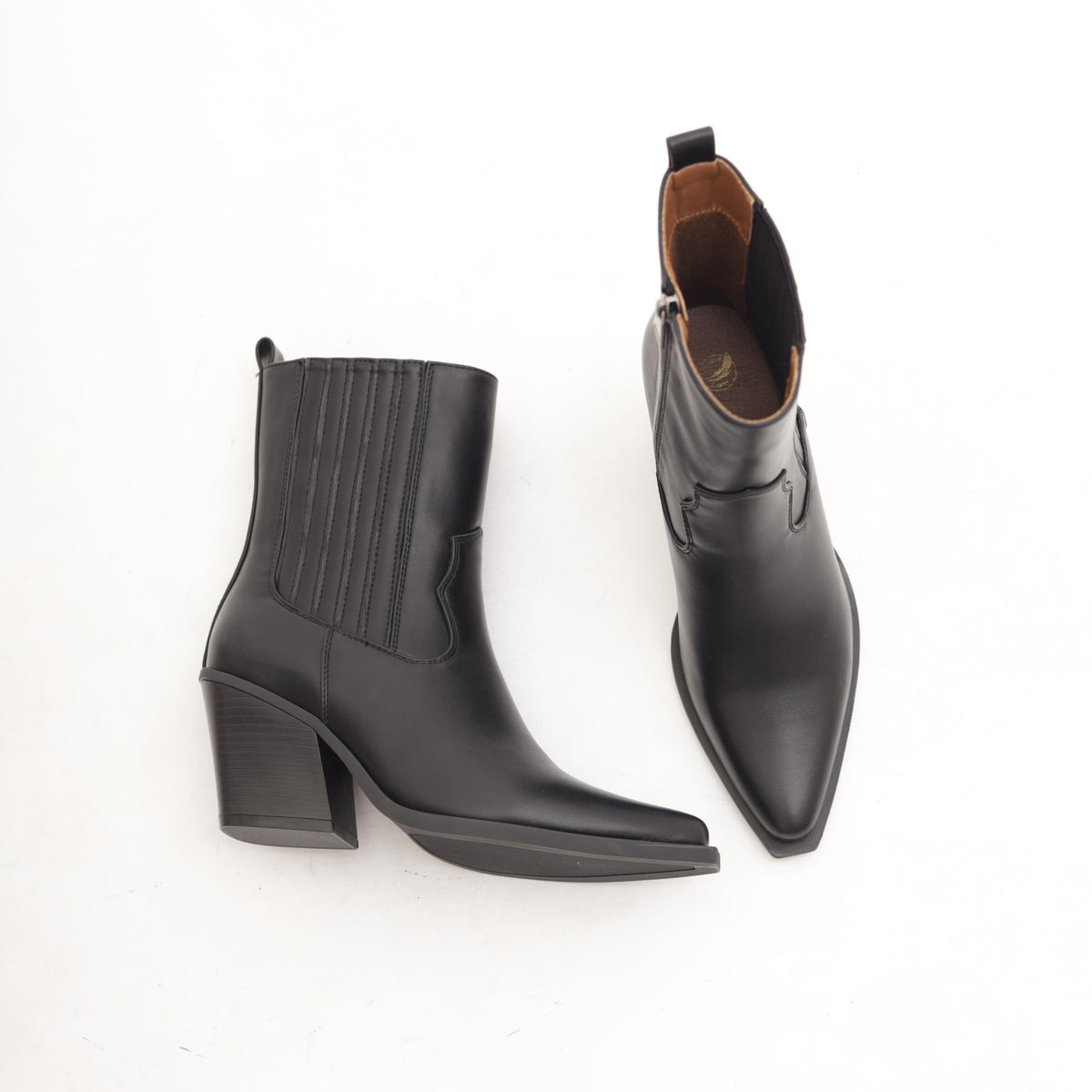 STIVALETTO TEXANO IN ECOPELLE NERA 