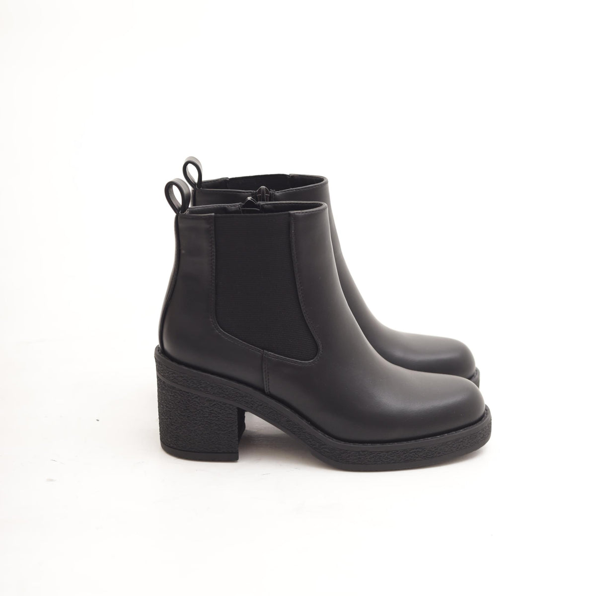 STIVALETTO ECOPELLE NERA BANDA ELASTICA 