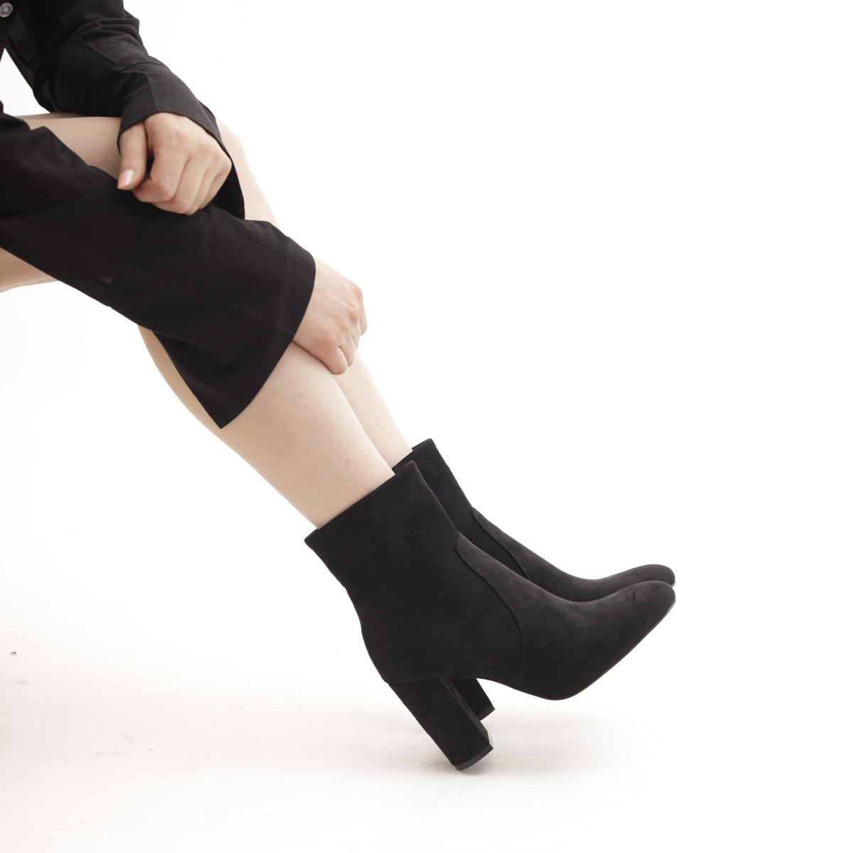 STIVALETTO CAMOSCIO NERO<BR/> 