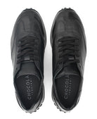 SNEAKERS IN PELLE NERO CON GOMMINI 