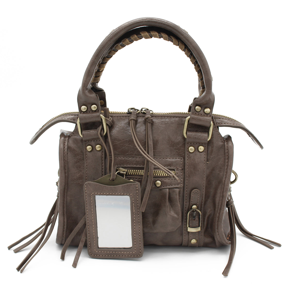 BORSA SPECCHIO PICCOLA ECOPELLE FANGO 