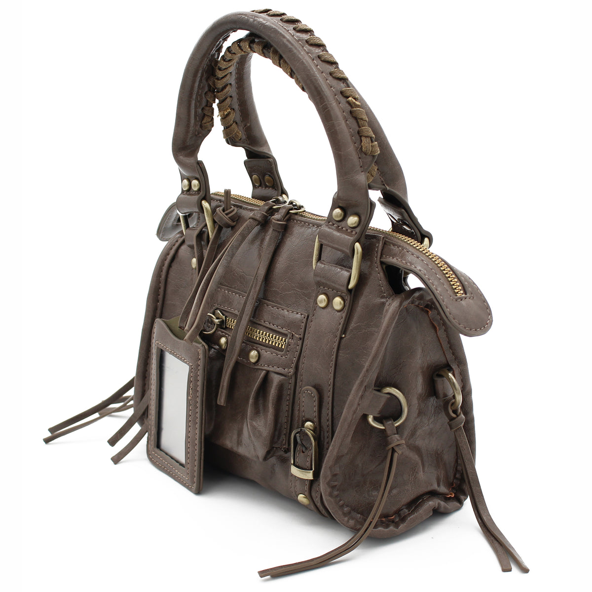 BORSA SPECCHIO PICCOLA ECOPELLE FANGO 