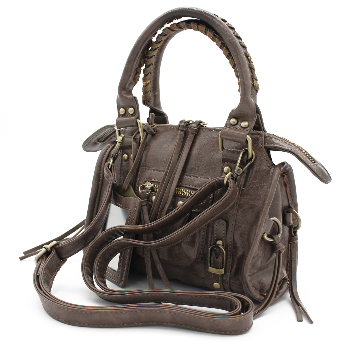 BORSA SPECCHIO PICCOLA ECOPELLE FANGO 