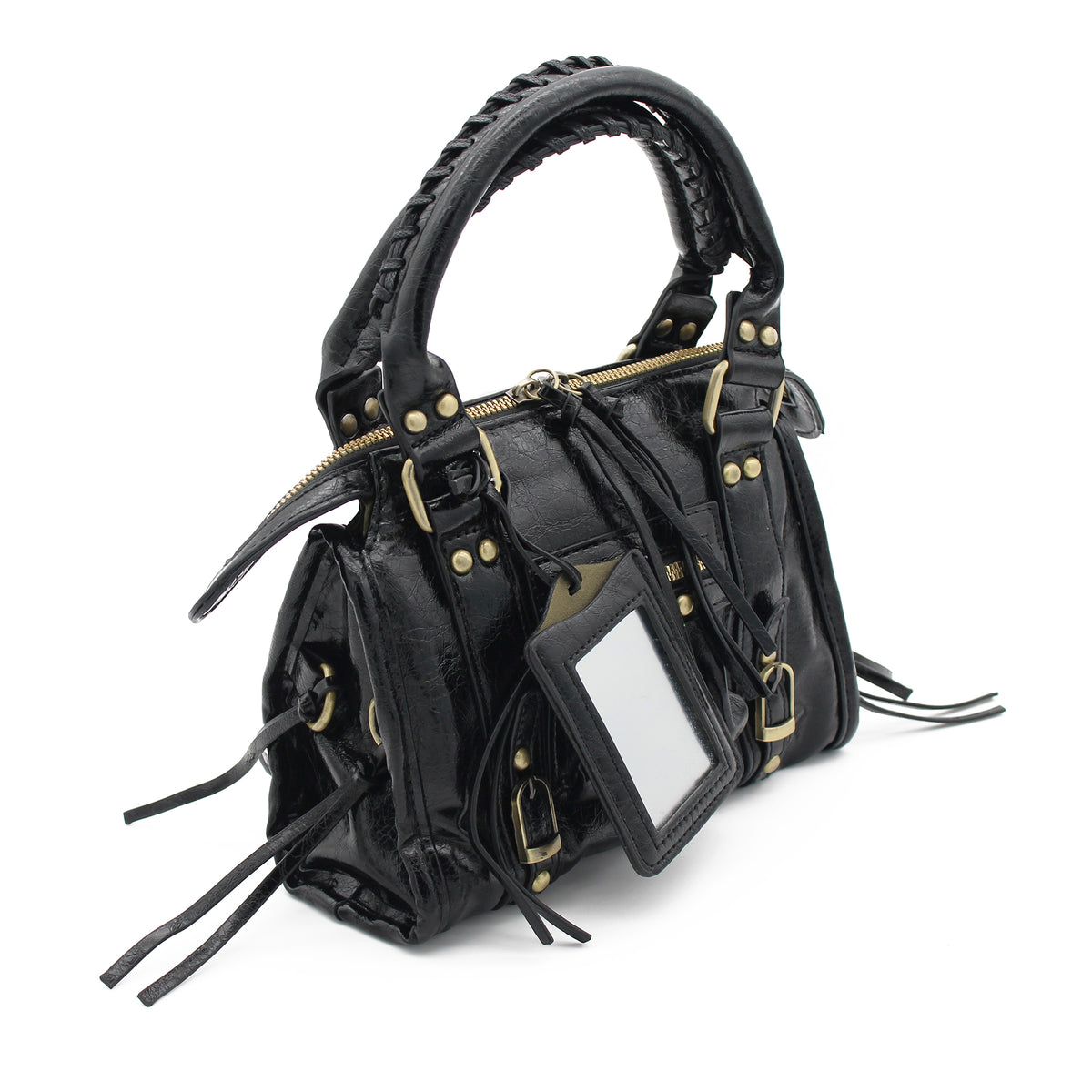 BORSA SPECCHIO PICCOLA ECOPELLE NERA 