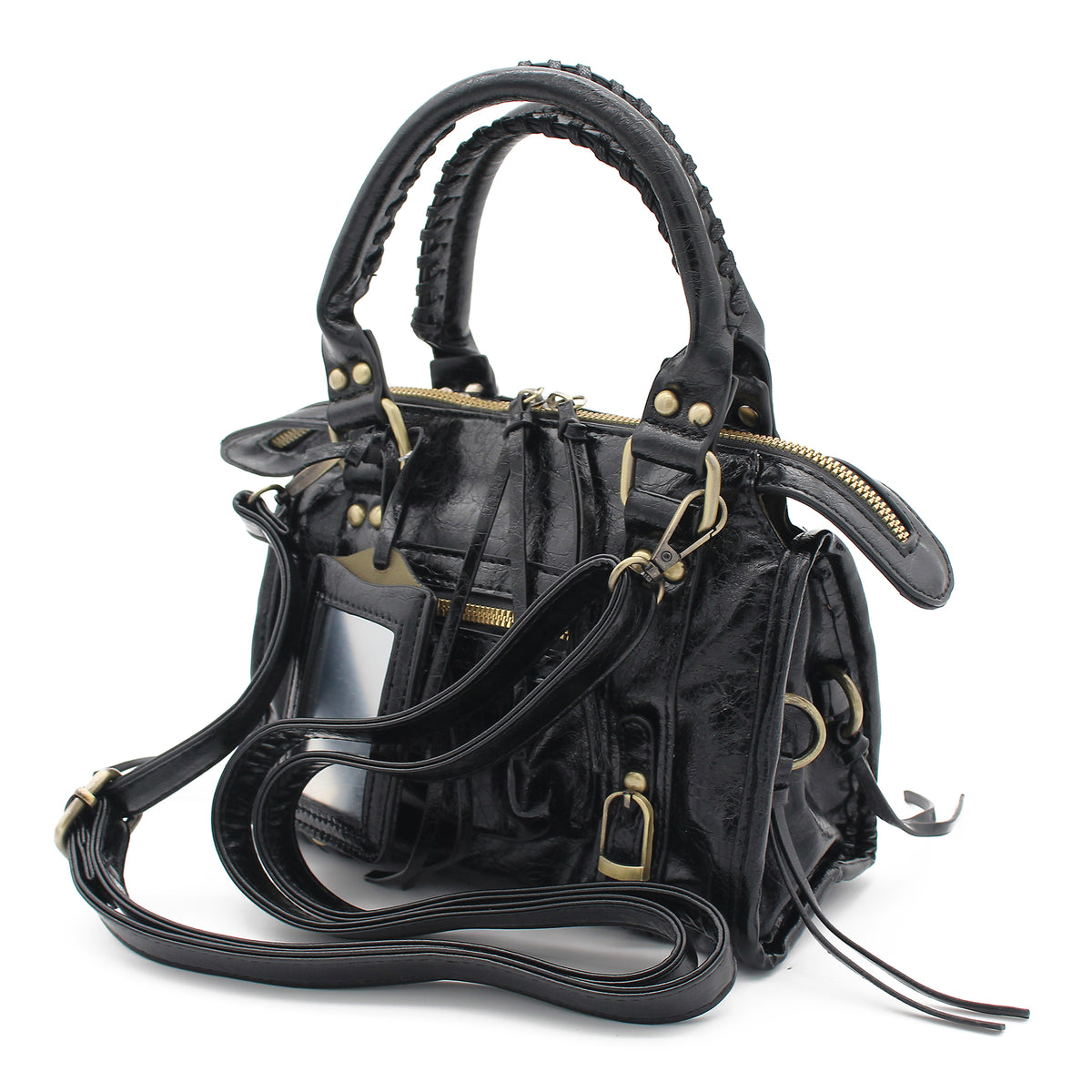 BORSA SPECCHIO PICCOLA ECOPELLE NERA 