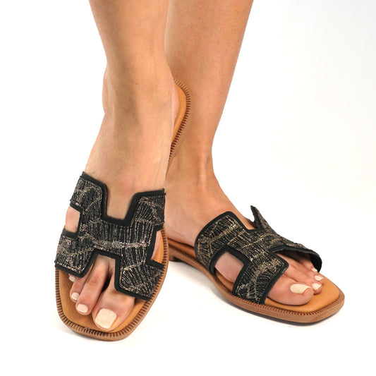 SANDALO FLAT BIANCO RAFFIA