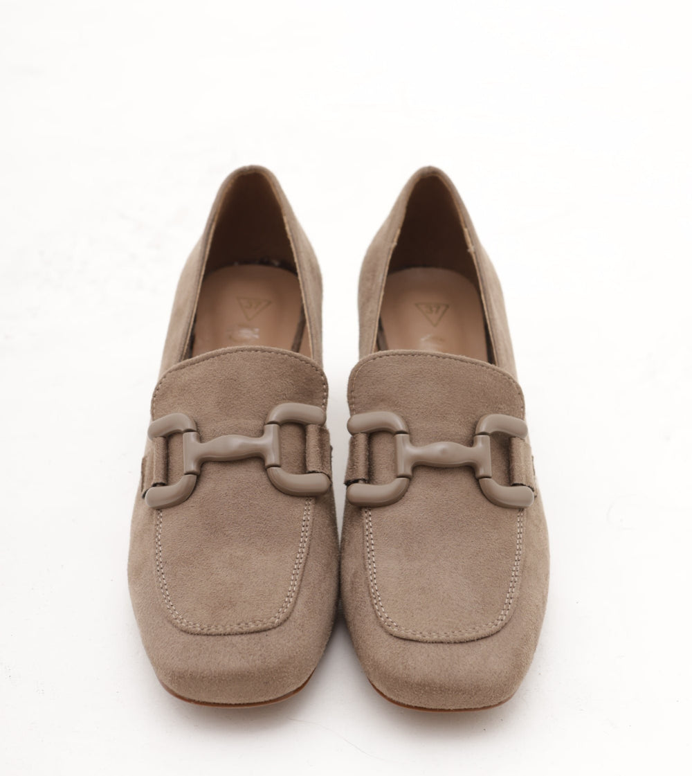 MOCASSINO TACCO SQUARE CHOCOLA' TAUPE